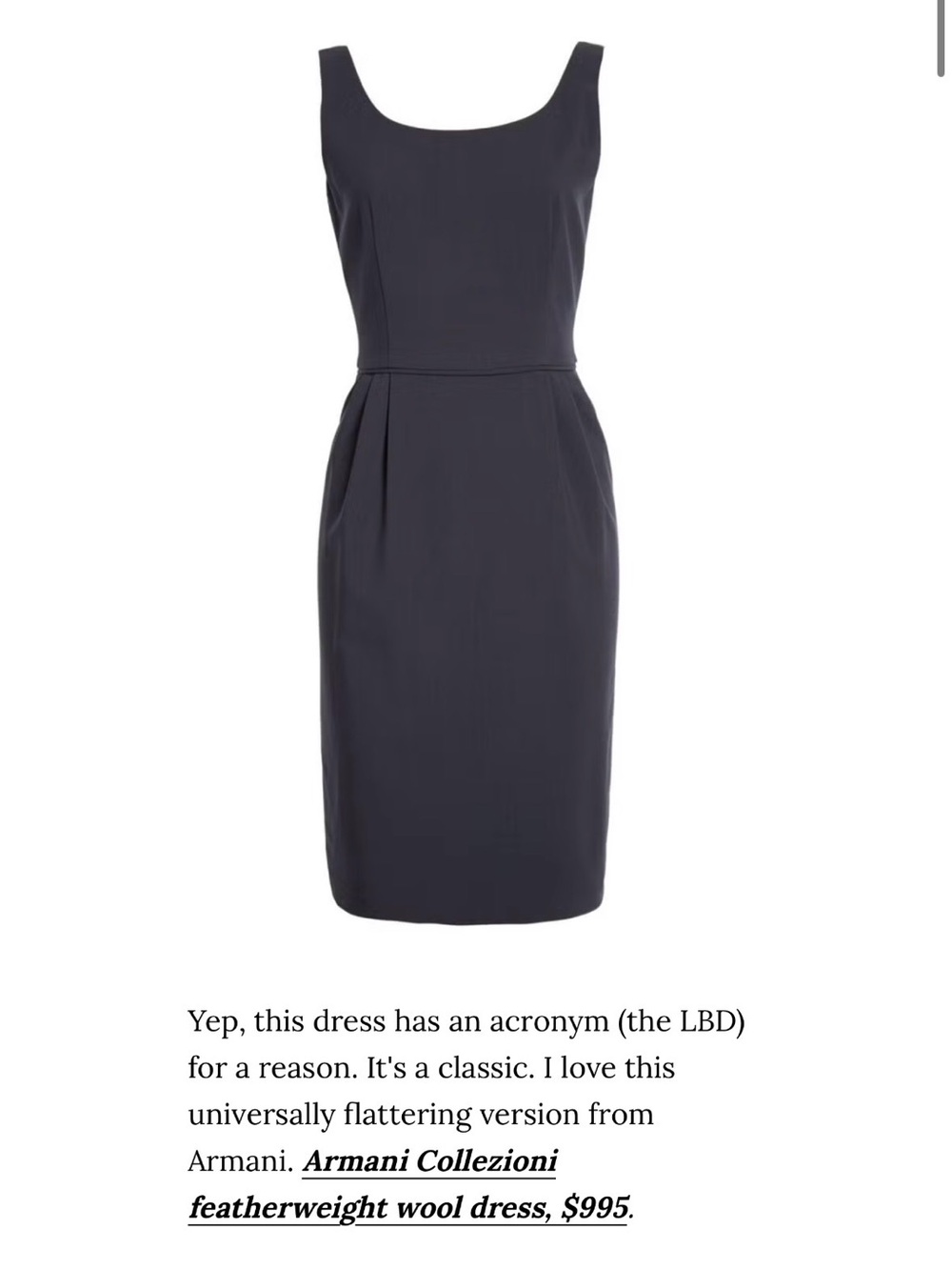 Armani collezioni Black Sleeveless Midi Sheath Dress